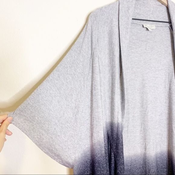 NEW Status by Chenault Charcoal Grey Dip Dye Ombre Open Front Cardigan Medium - Picture 6 of 10